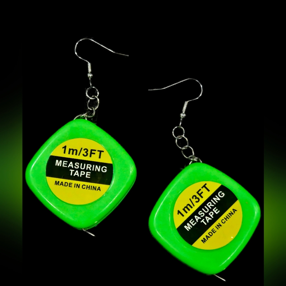 Green Measuring Tape Earrings